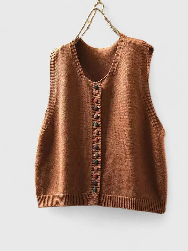 Gebreid vest met knopen in meerdere kleuren