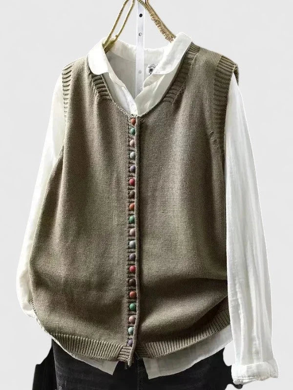 Gebreid vest met knopen in meerdere kleuren
