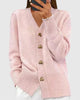 Gebreid vest met V-hals, knopen en hartdetail