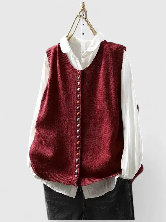 Gebreid vest met knopen in meerdere kleuren