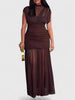 Maxi-jurk met opstaande kraag en mesh