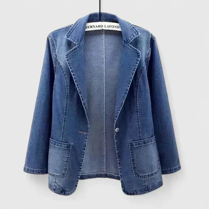 Denim blazer met knoopsluiting en notch-revers