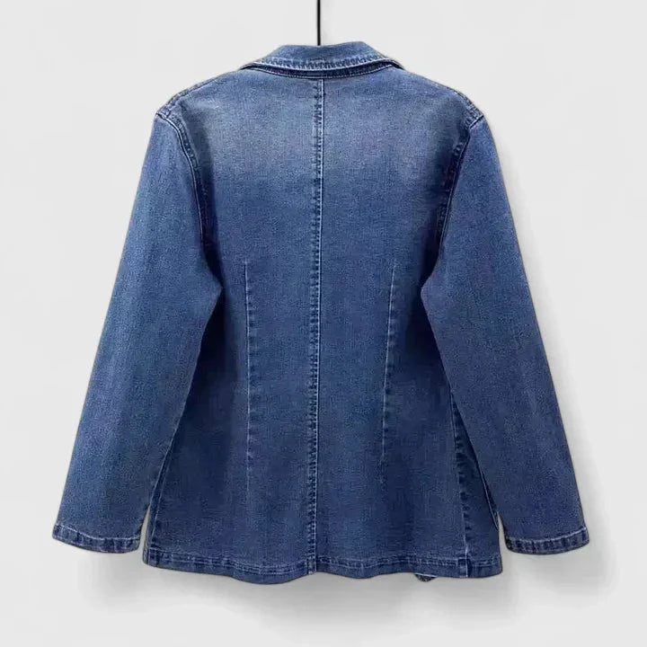 Denim blazer met knoopsluiting en notch-revers