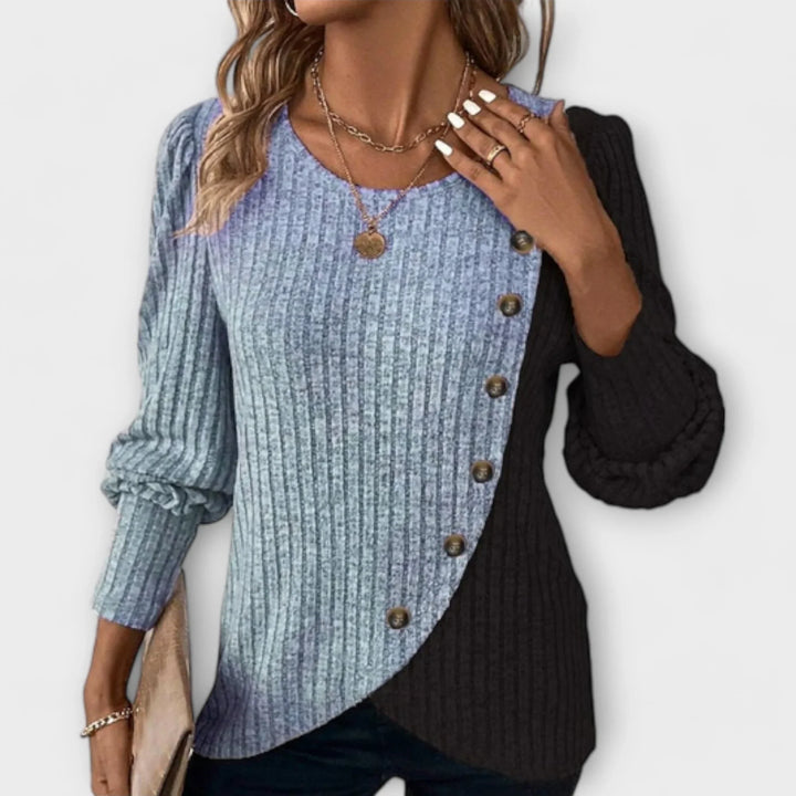 Kleurblok gebreide blouse