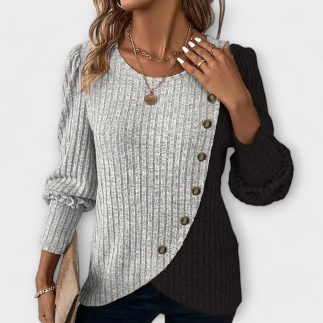 Kleurblok gebreide blouse