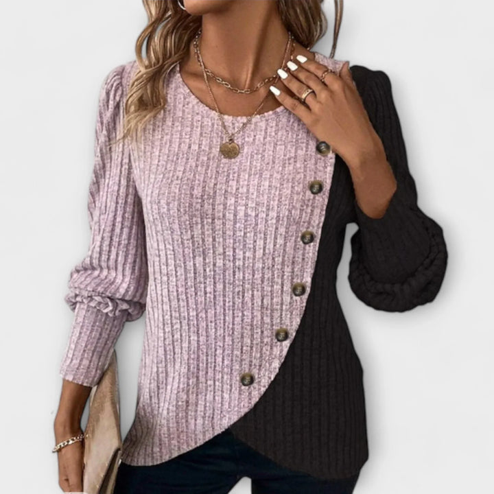 Kleurblok gebreide blouse