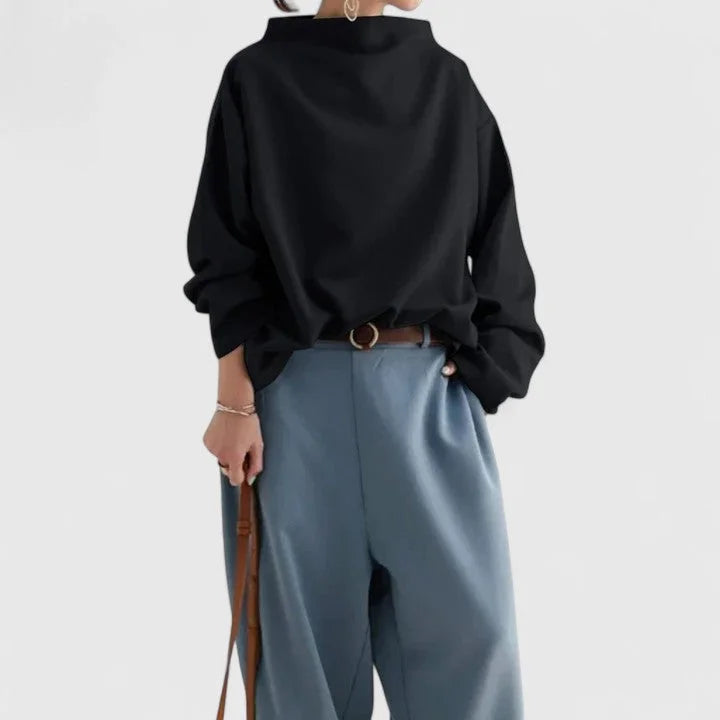 Sweatshirt met opstaande kraag en gedrapeerde pasvorm
