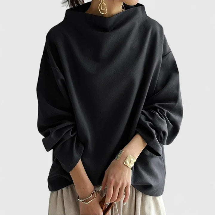 Sweatshirt met opstaande kraag en gedrapeerde pasvorm