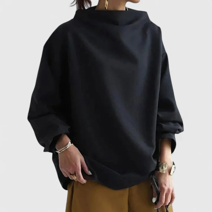 Sweatshirt met opstaande kraag en gedrapeerde pasvorm