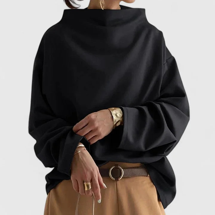 Sweatshirt met opstaande kraag en gedrapeerde pasvorm
