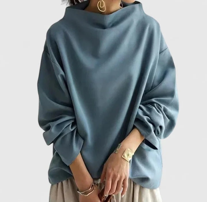 Sweatshirt met opstaande kraag en gedrapeerde pasvorm