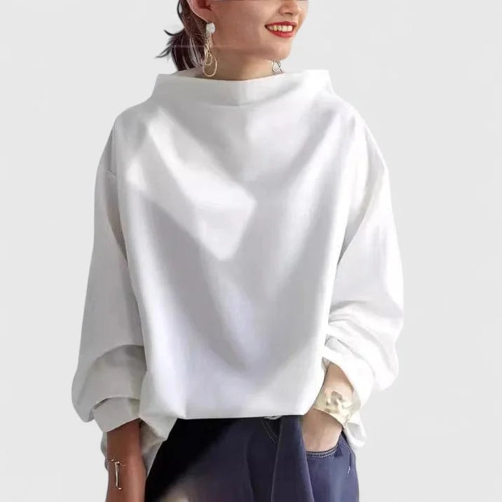 Sweatshirt met opstaande kraag en gedrapeerde pasvorm