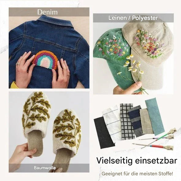 Borduur punch needle set met verwisselbare metalen naalden