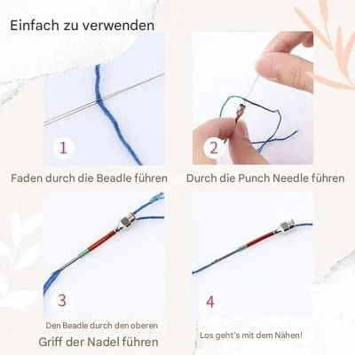 Borduur punch needle set met verwisselbare metalen naalden