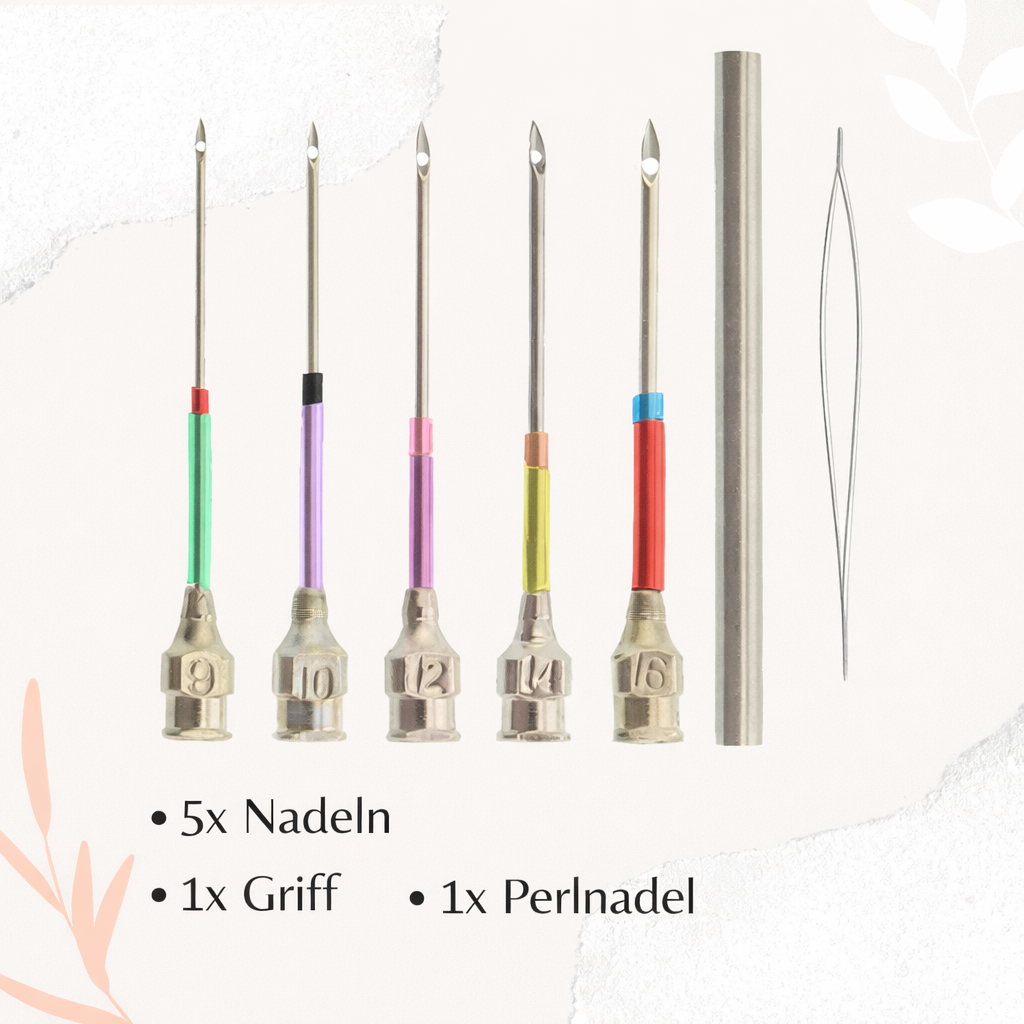 Borduur punch needle set met verwisselbare metalen naalden
