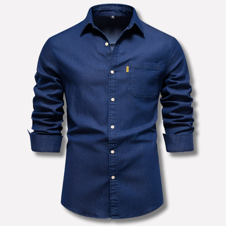 Heren denim overhemd met lange mouwen