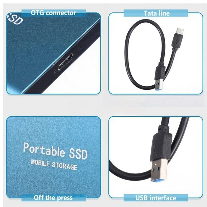 Externe SSD 1 TB draagbare solid-state schijf met USB-C voor laptop en pc