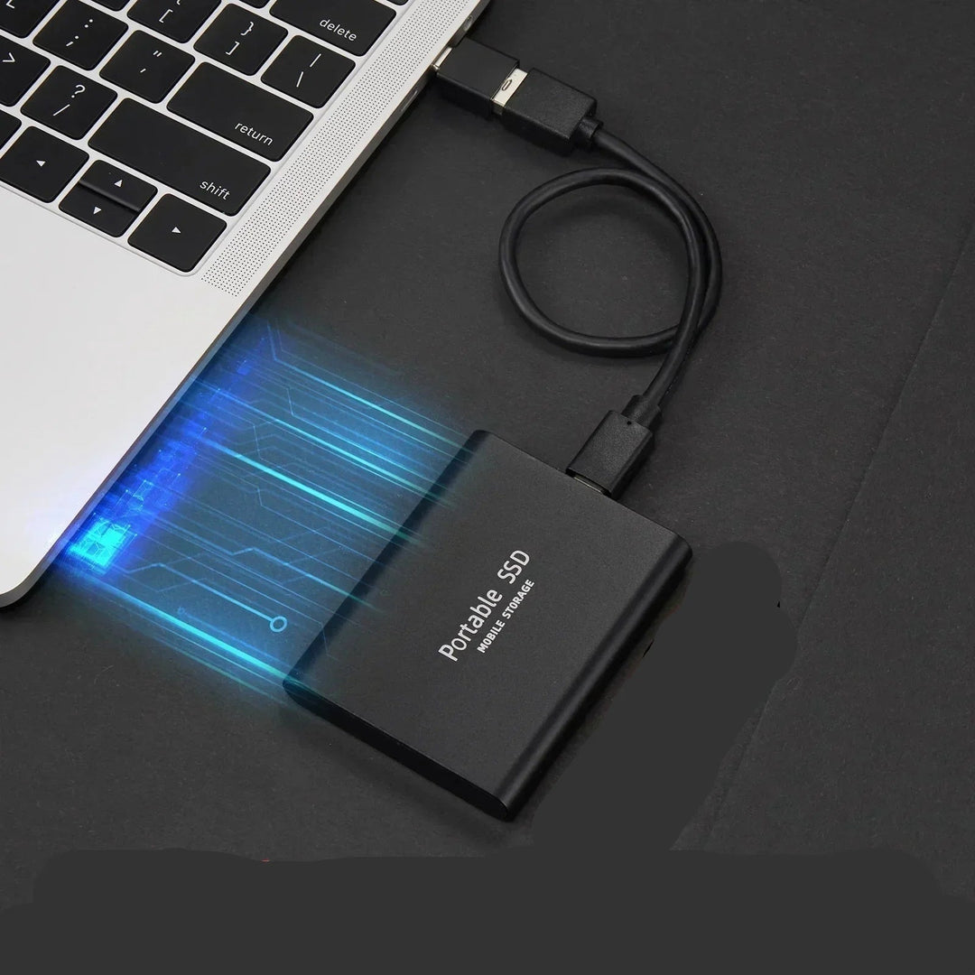 Externe SSD draagbare solid state drive met USB-C compact aluminium design voor pc