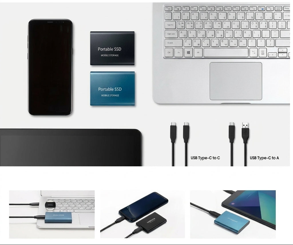 128 TB externe SSD, compacte en snelle draagbare SSD