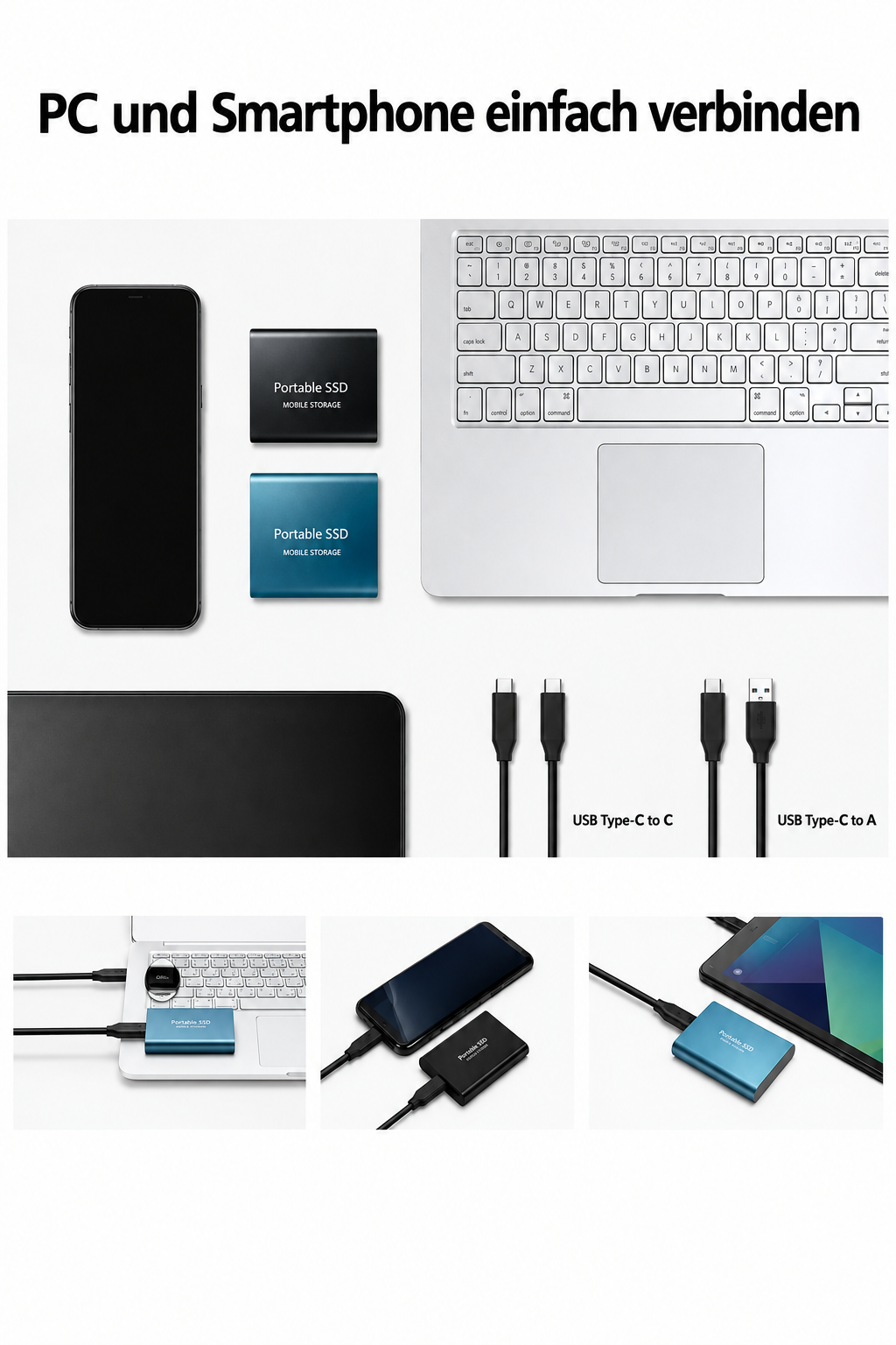 Externe SSD 128 TB met USB-C en USB 3.1