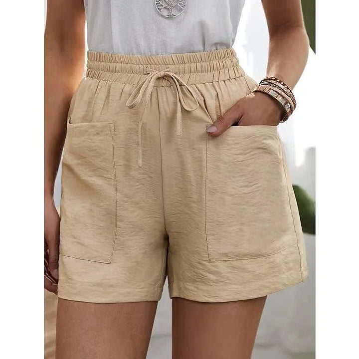 Korte dames broek Met Hoge Taille En Elastiek - Herta