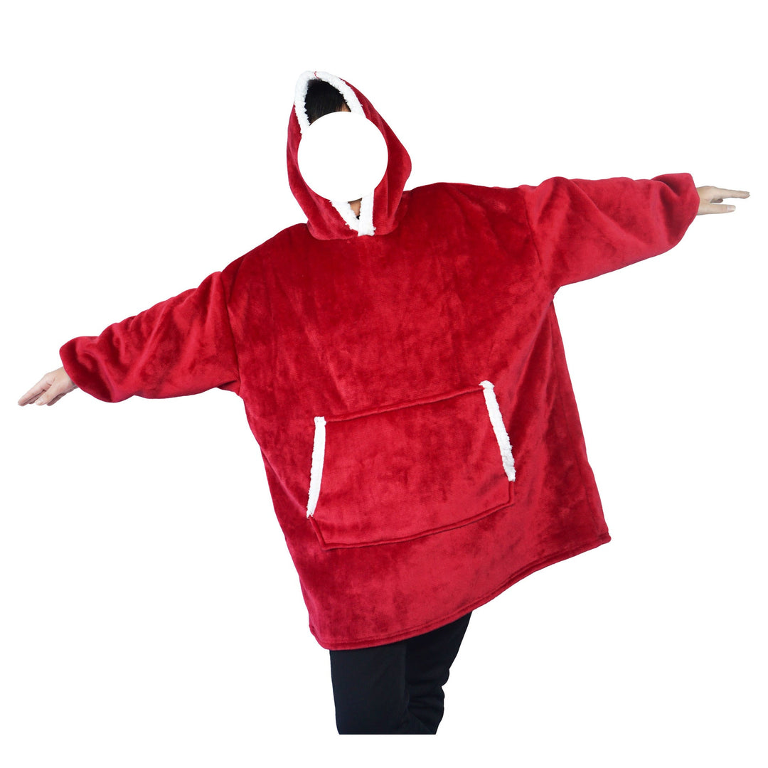 Deken hoodie van flanel met capuchon en zak – one size