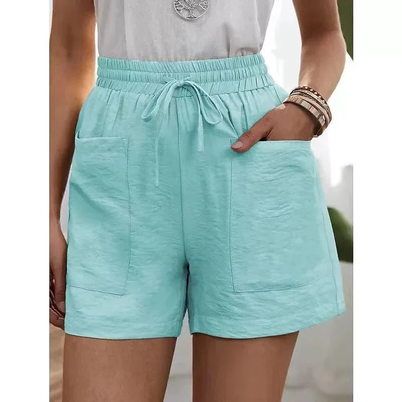 Korte dames broek Met Hoge Taille En Elastiek - Herta