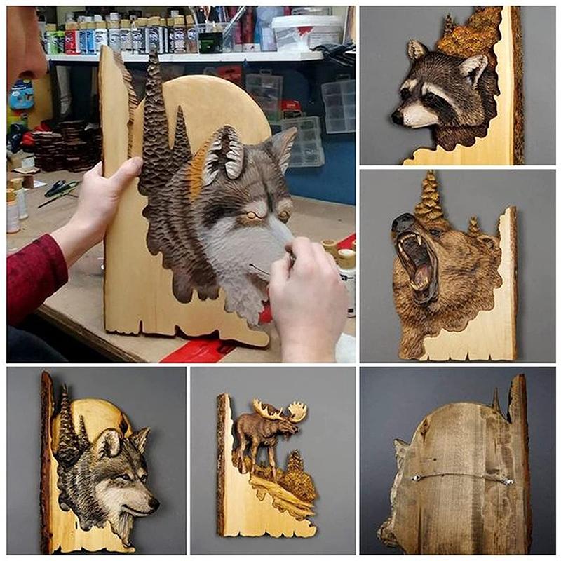 Handgesneden Houten Wanddecoratie in Diervorm