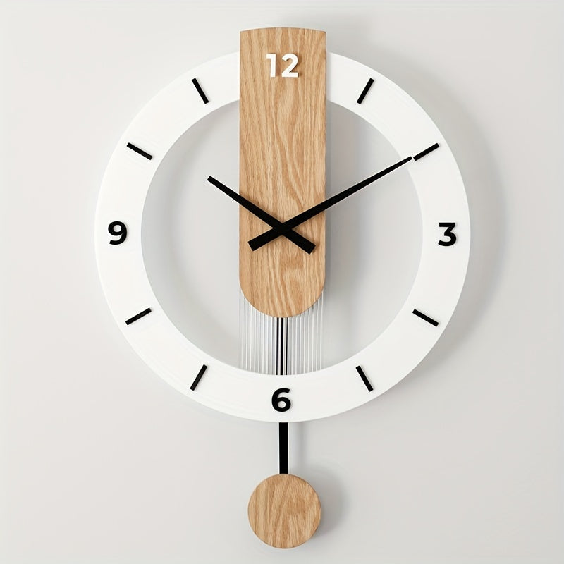 Creatieve Pendelklok in Hout en Acryl – Elegante en Stille Decoratie