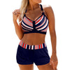 Gestreepte Dames Bikini Set Hoge Taille