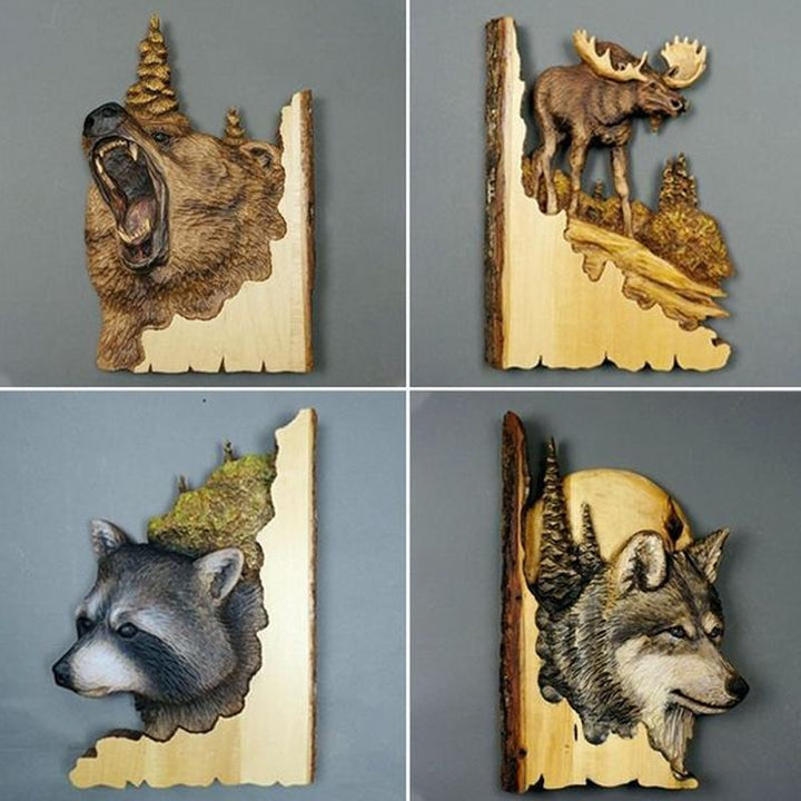 Handgesneden Houten Wanddecoratie in Diervorm
