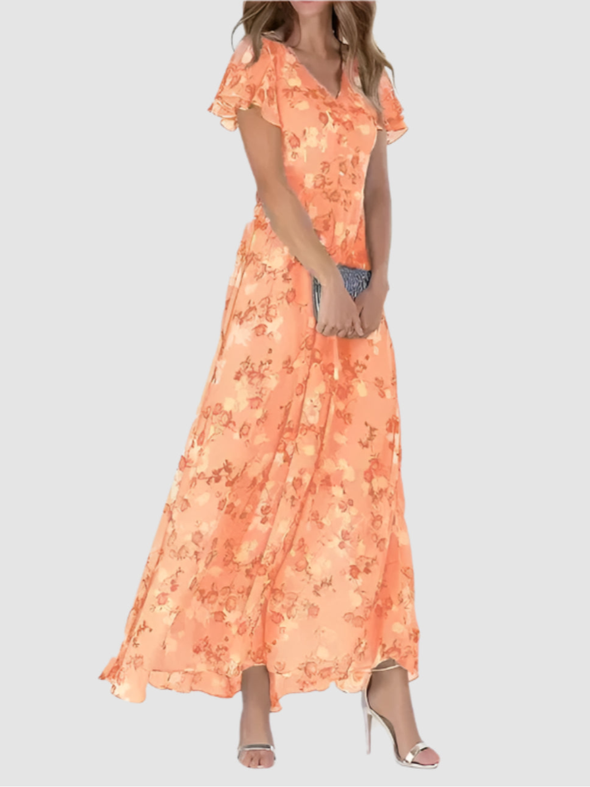 Elvianne – Lange Zomerjurk met Levendige Bloemenprint - SkinzLine