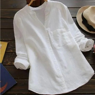 linnenmix shirt voor dames - Roosje