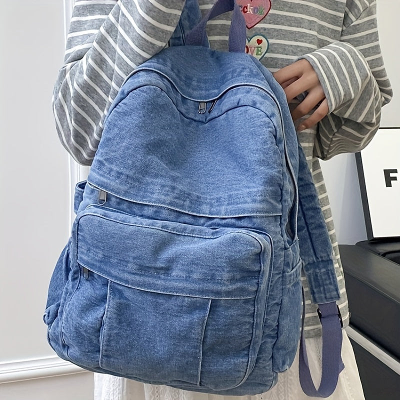 Casual Denim Rugzak – Trendy en Veelzijdige Reistas voor Mannen en Vrouwen