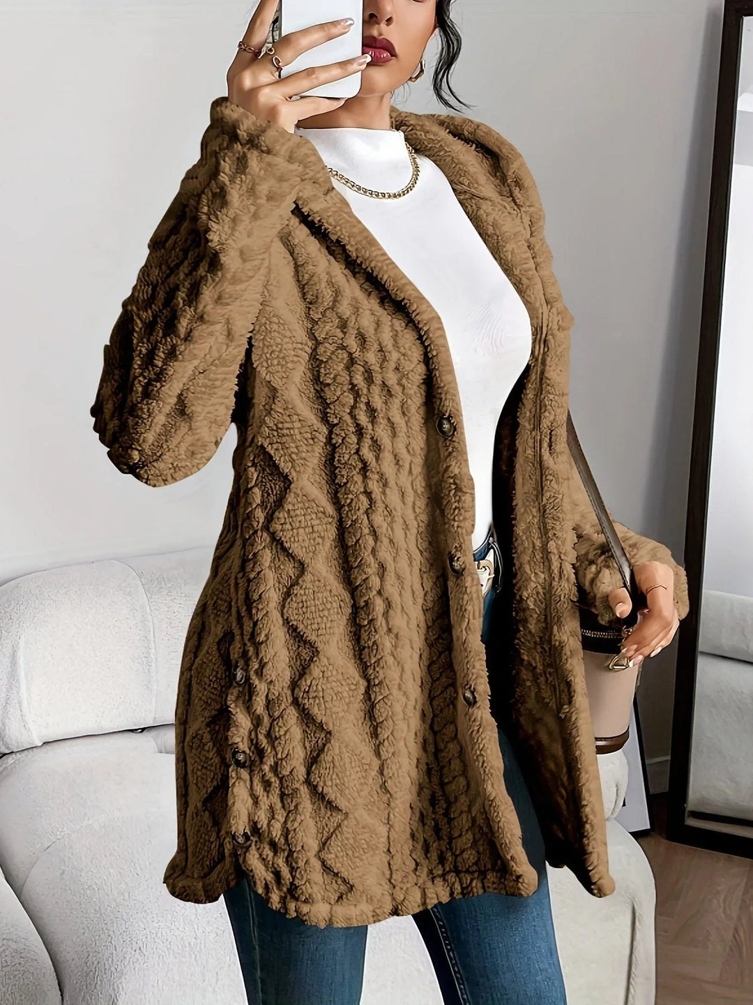 Dames oversized gewatteerd vest met capuchon