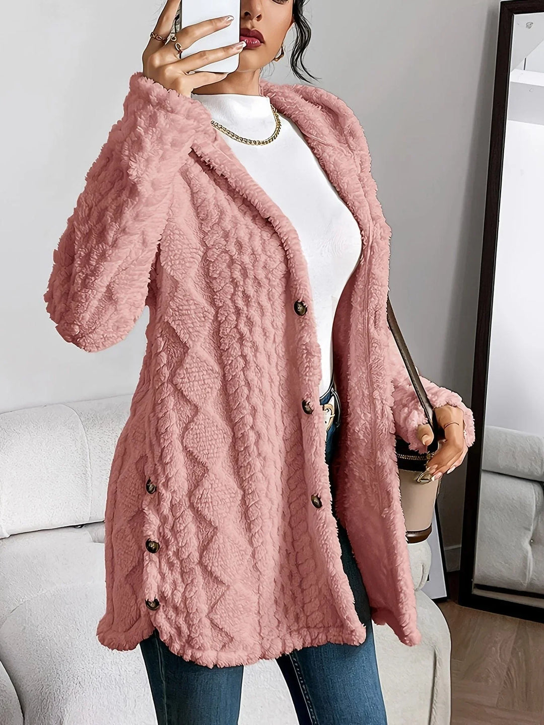 Dames oversized gewatteerd vest met capuchon