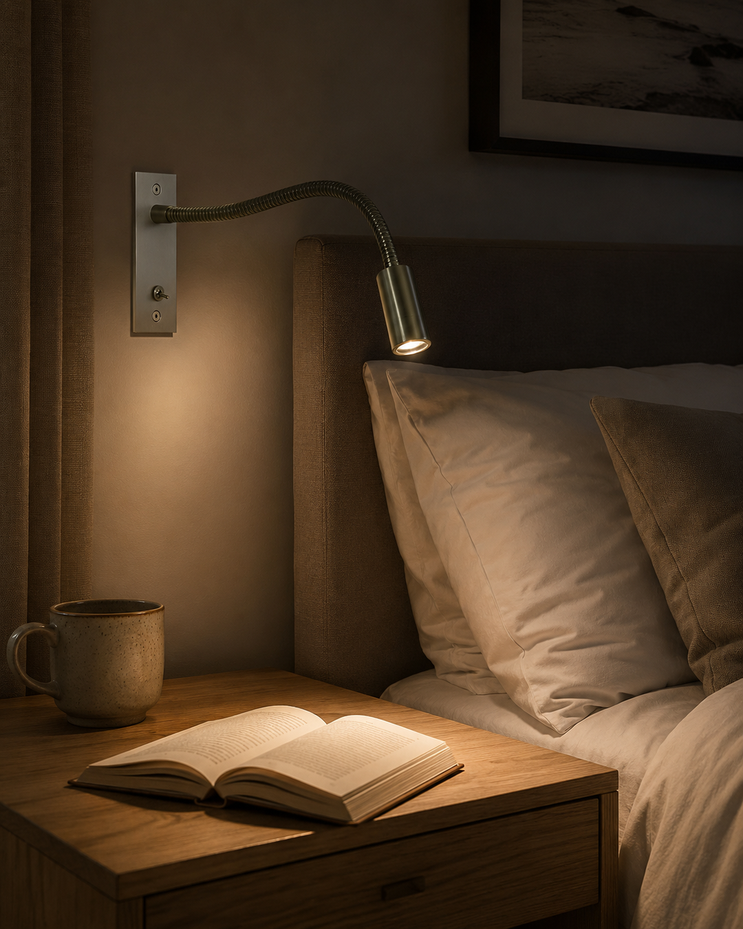 Flexibele zwanenhals-wandlamp – verstelbare moderne leeslamp voor bed en bank