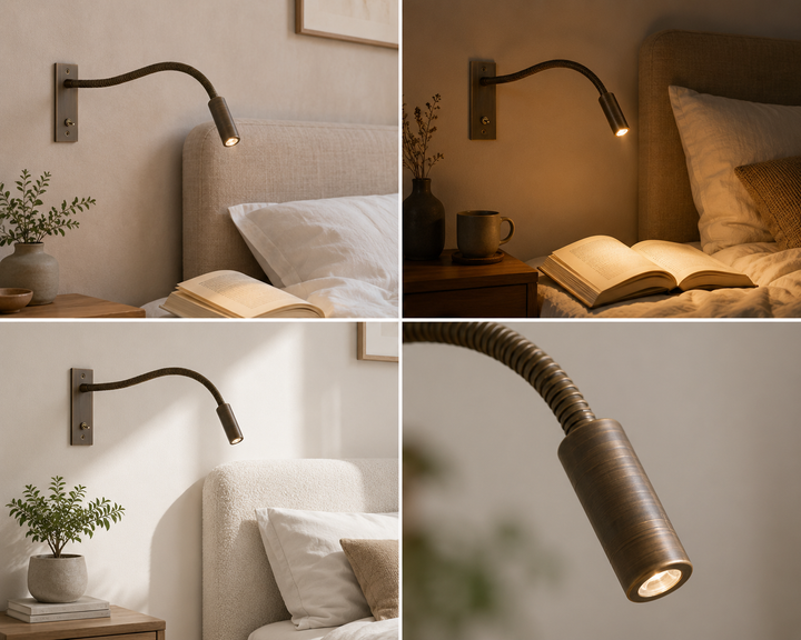 Flexibele zwanenhals-wandlamp – verstelbare moderne leeslamp voor bed en bank