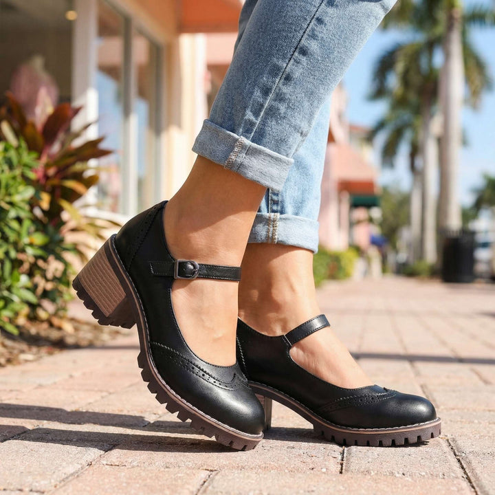 Vintage mary-janes voor dames met verstelbaar bandje