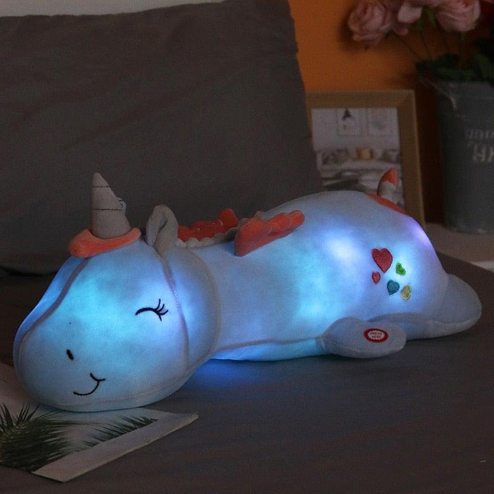 Lichtgevende pluche eenhoorn met ledfunctie – Glowie