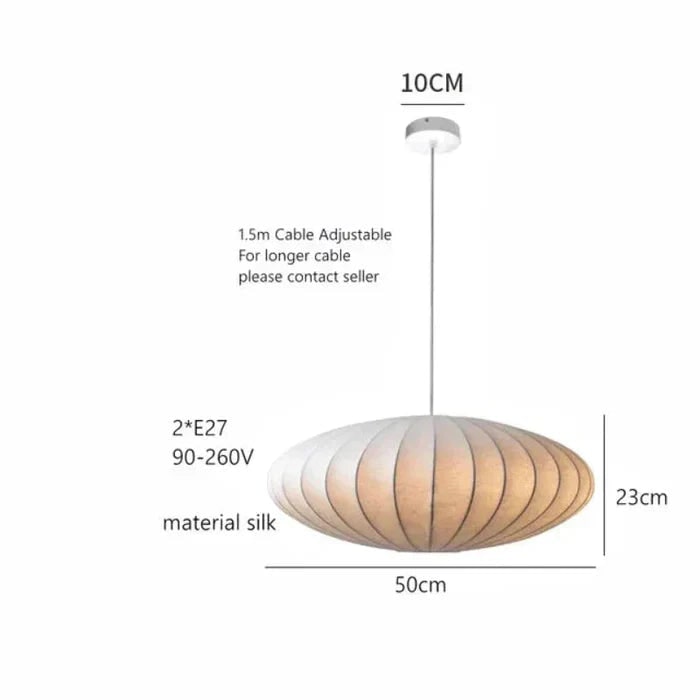 Vergulde trommel-hanglamp met zijden schotelkap en mid-century modern design