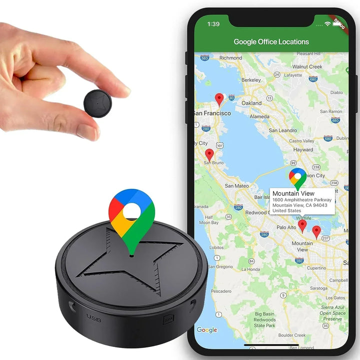 Compacte Magnetische GPS-tracker – Realtime Tracking voor Voertuigen, Huisdieren en Waardevolle Spullen – Oplaadbaar via USB