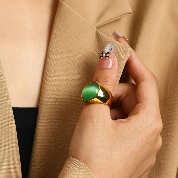 Grote Kattenoog Edelsteen Ring – Liora