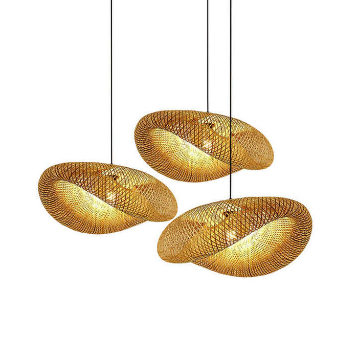 Handgevlochten bamboe hanglamp in boho-stijl