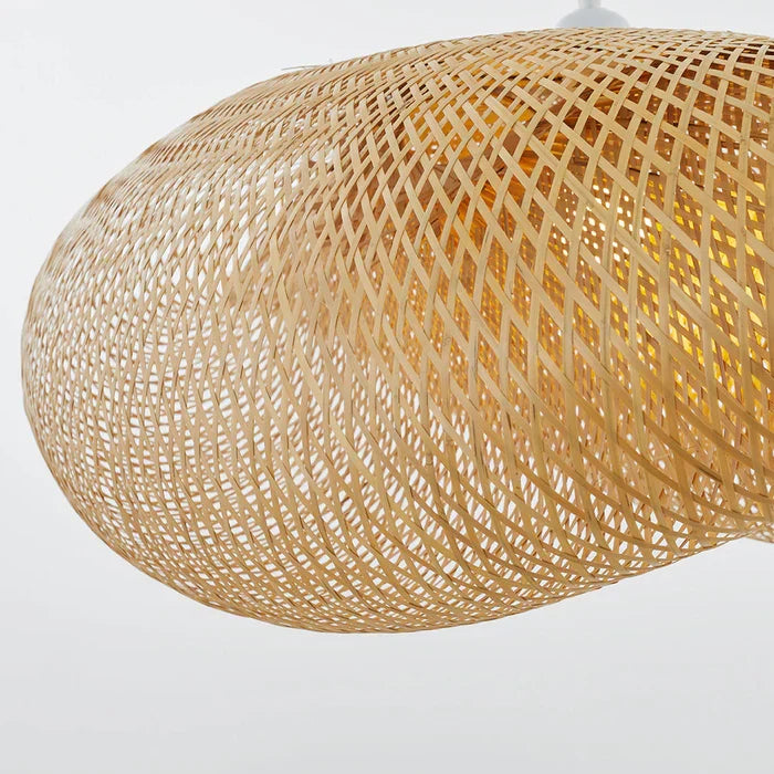 Handgevlochten bamboe hanglamp in boho-stijl