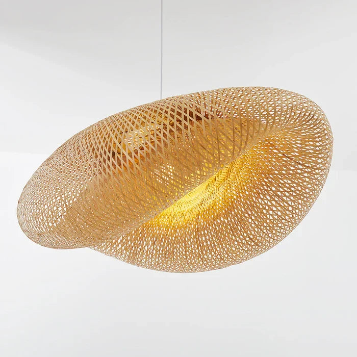 Handgevlochten bamboe hanglamp in boho-stijl