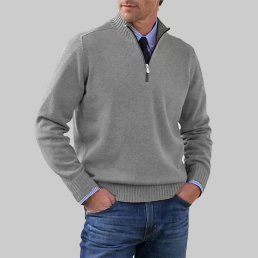 Heren Half-Zip Trui – Gelaagde Stijl met Seizoensuitstraling