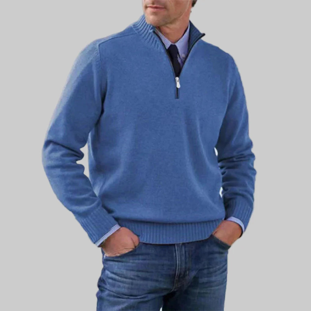 Heren Half-Zip Trui – Gelaagde Stijl met Seizoensuitstraling