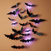 Halloween 3D vleermuis-muurstickers met ledlampjes en zelfklevende wanddecoratie voor een spookachtige sfeer