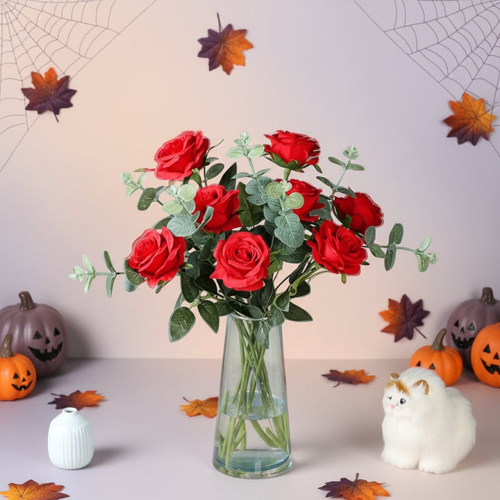 Halloween kunstrozen bulk groot boeket met realistische bloemblaadjes voor seizoensdecoratie